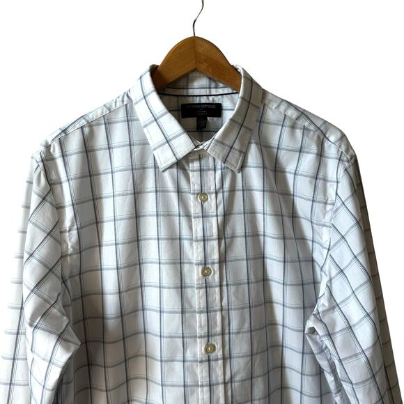 Banana Republic Men’s Check Print Dress Shirt White Multi Size Large Classic Fit - Picture 3 of 10